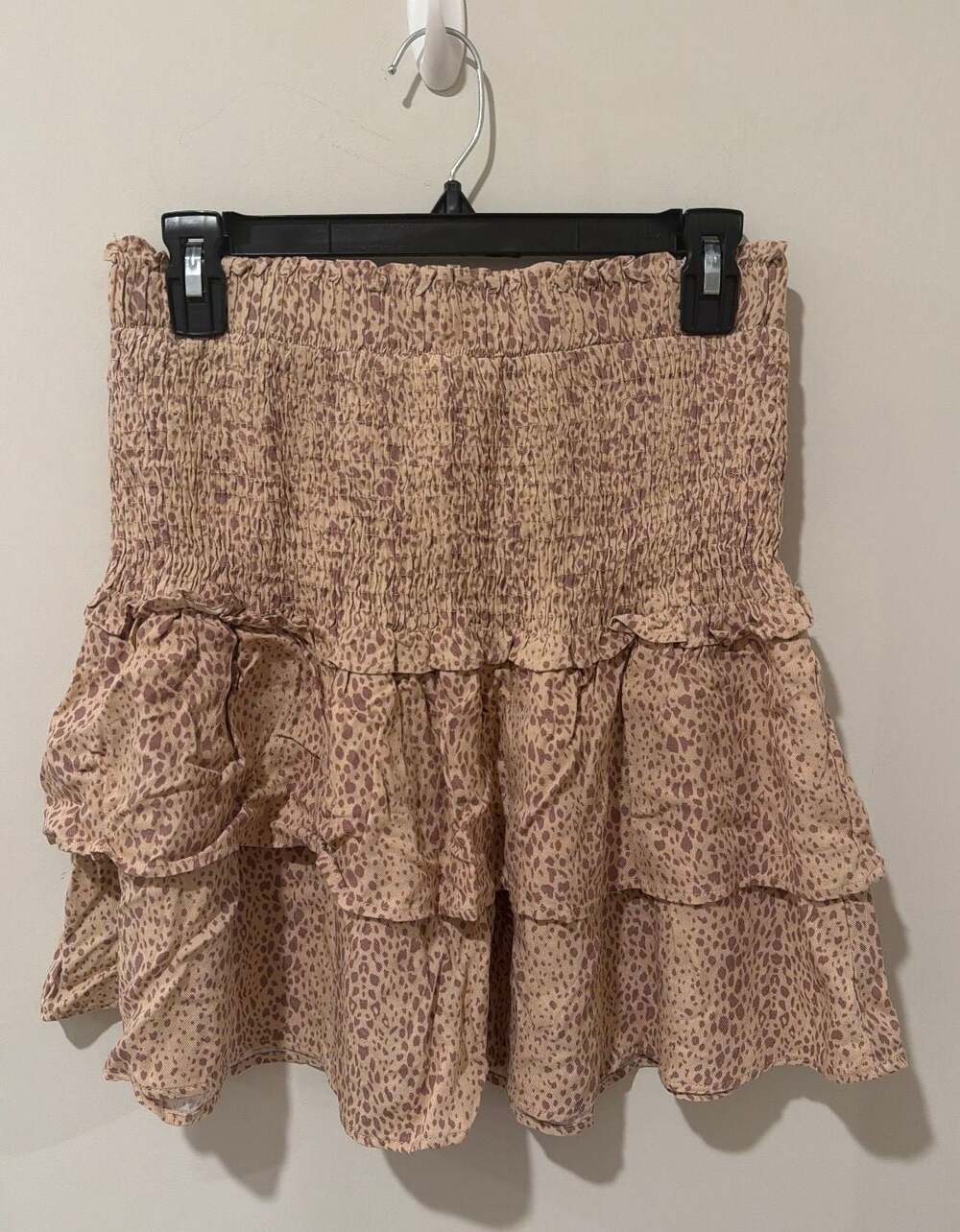 Alice Blue Tiered Ruffle Mini Skirt with Elastic Smocked Waistband - Picture 2 of 4